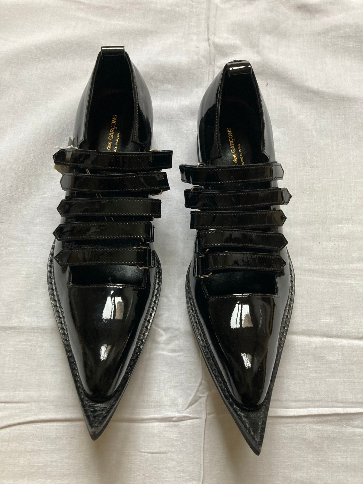 Comme des Garçons Runway Multi-Strap Patent Leather Flats Spring 2016 Collection