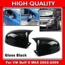 2x Spiegelkappen Gehäuse Für VW Golf 5 MK5 2003 2004 2005-2009 Glanz Schwarz