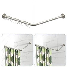 L Shaped Shower Curtain Rods, Adjustable (23''-69'' X 23''-69'') Corner Showe...