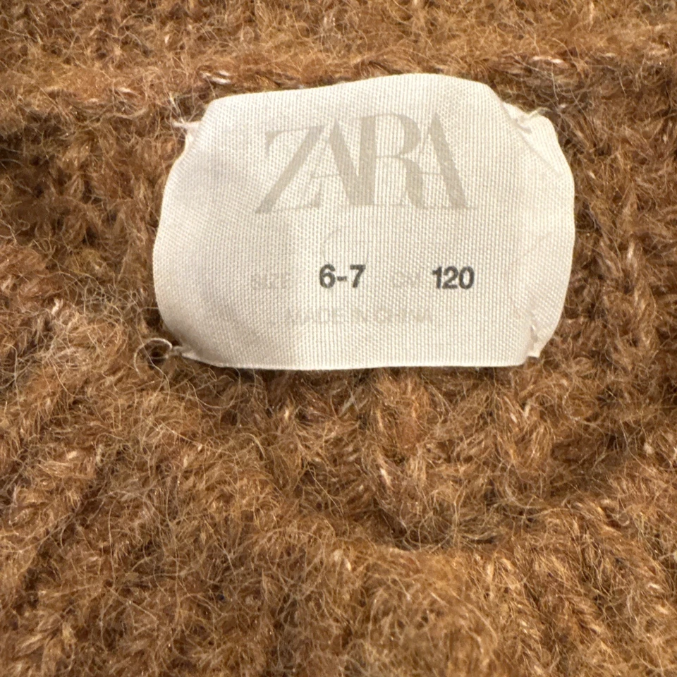 Cardigã suéter ZARA KIDS tamanho 6-7 mistura de lã bronzeado carmelo - Imagem 2 de 4