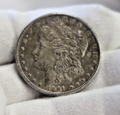 1891 CC US Morgan Silver Dollar $1 Key Date XF (Cleaned, Retoned)