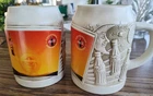 2 Vintage 1995 Coca-Cola Embossed 3D Ceramic Mug Sun and Moon - New, Never Used