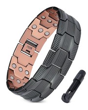 Jecanori Copper Bracelet for Men, 3X Strength Magnetic 8.54 inches, Black