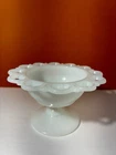 VTG Anchor Hocking Milk glass Lace Edges Pedestal Candy Dish/Compote Dish