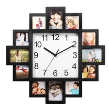 Photo Frame Clock Picture Collage 12-Picture Display DIY Wall Clock Photowall Wa