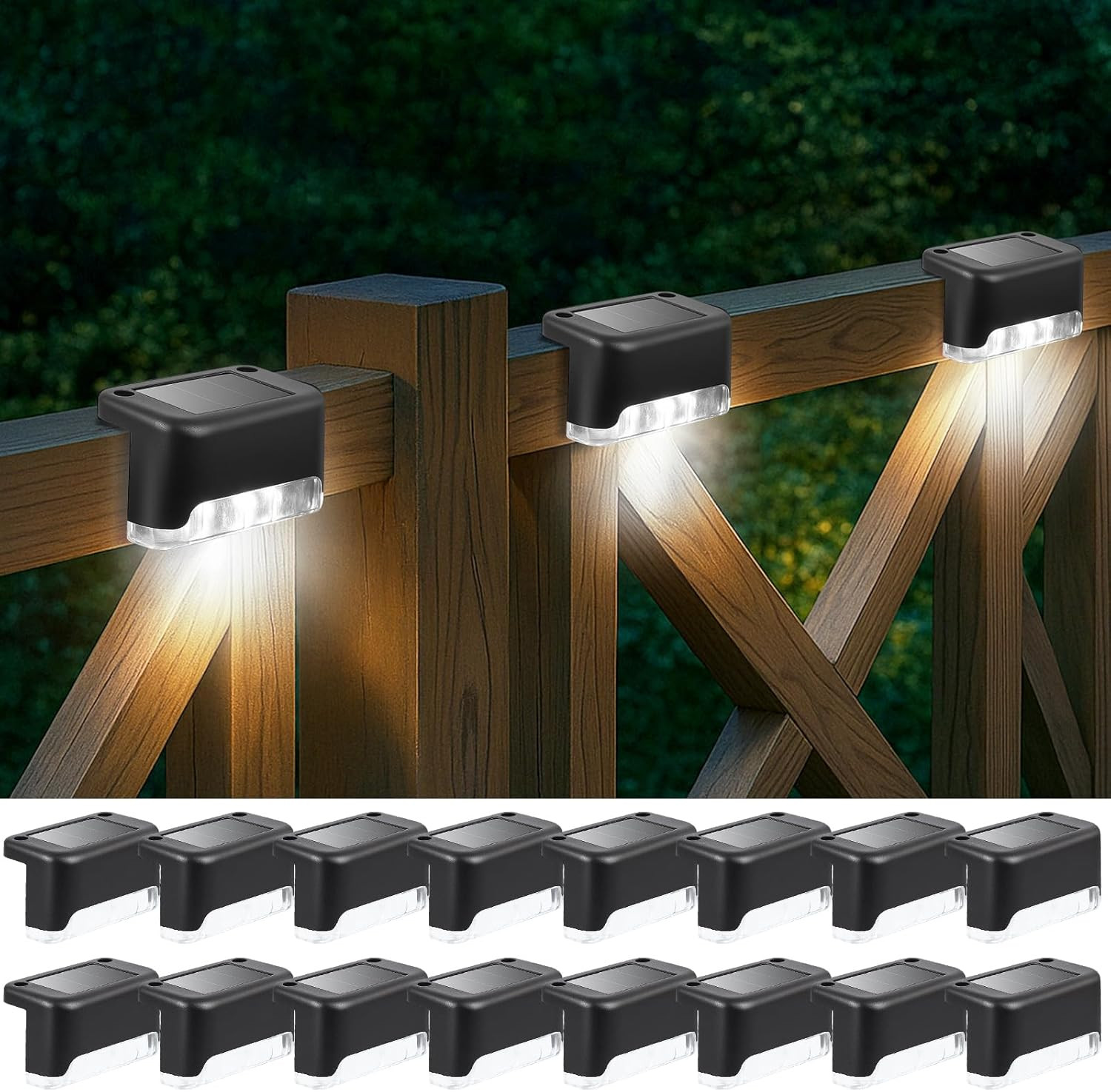 Set 16 Luci Solari LED per Esterni - Facile Montaggio su Scale e Recinti - 1