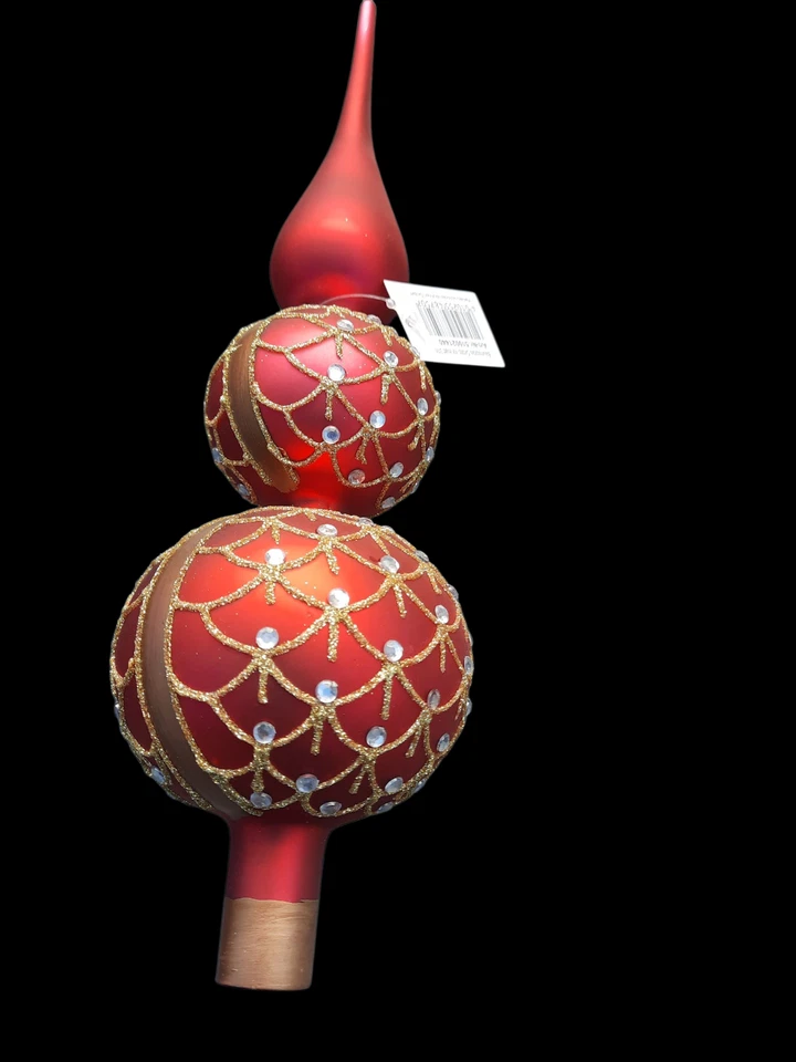 Marke: Kaheku Baumschmuck Baumspitze Tannenbaumspitze Glas Ordito Rot matt 30cm - Bild 2 von 3