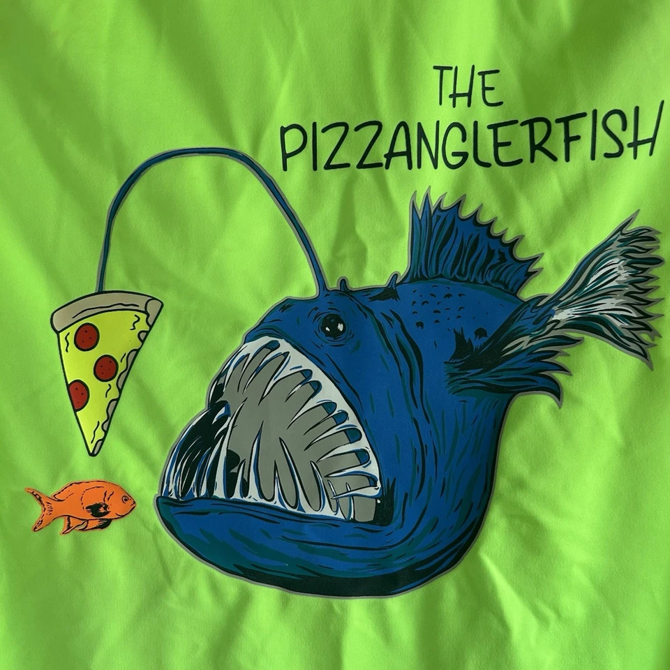 Lands End Talla Grande (12) Pizza Pescador Peces Neón Rashguard Foto 3 de 4