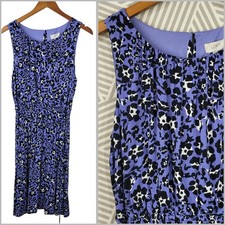 Loft Shirt Dress Large Casual Floral Party Below Knee Purple Floral Tie Waist 