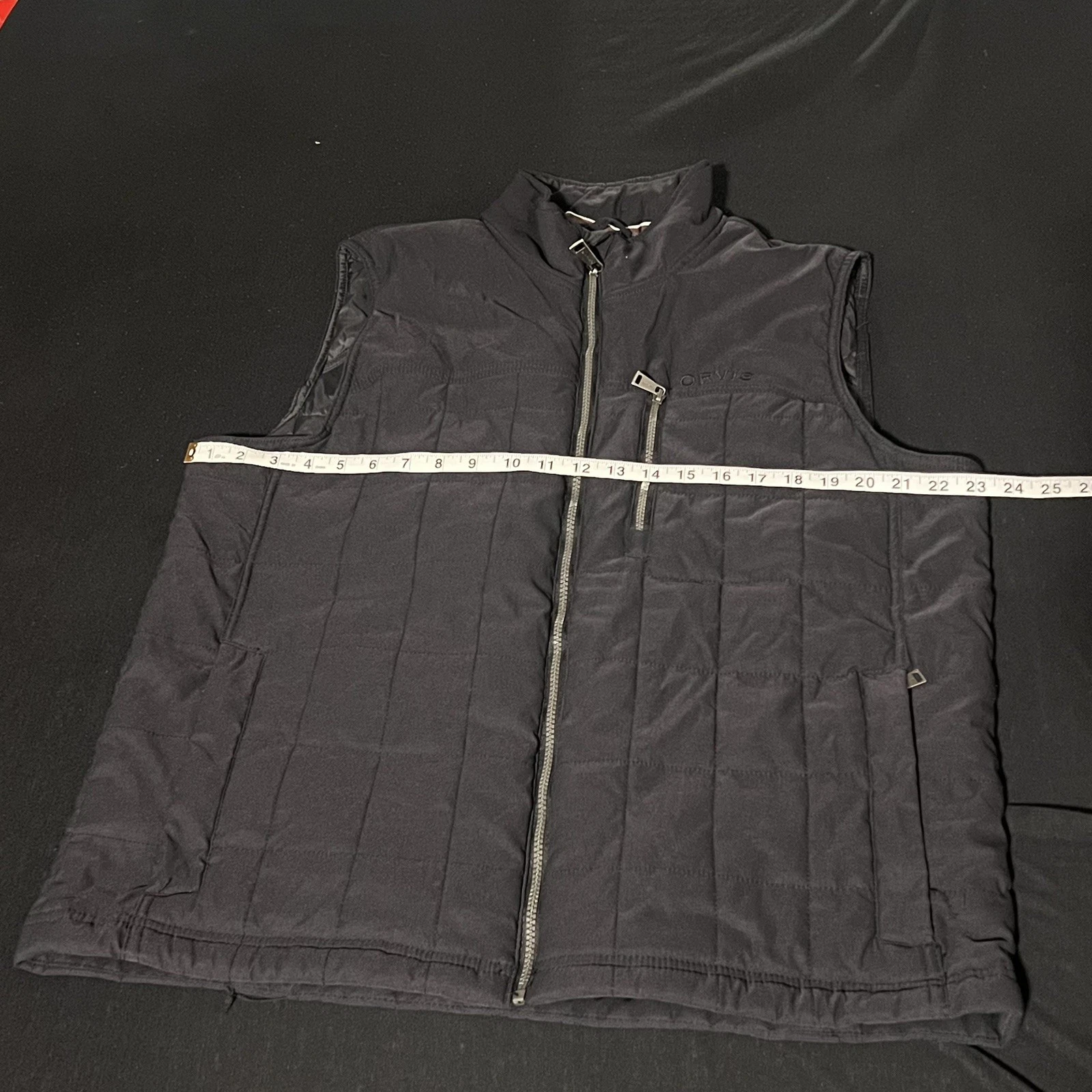 Orvis Vest Mens Black Quilted Classic Collection Nylon Full Zip Outdoors-Sz L