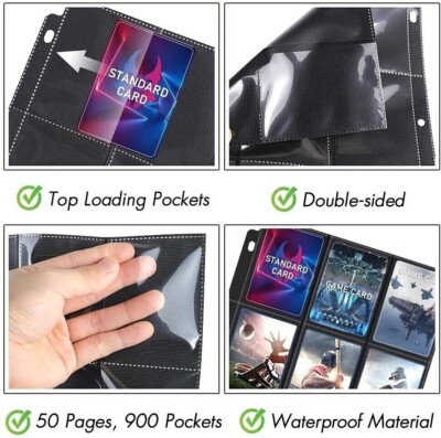450 Pockets Trading Card Binder, Baseball Card Sleeves Holder For 3 Ring  Binder