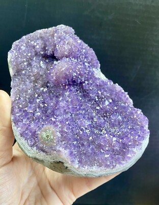 Kristall Amethyst gelegt flach geschliffen Sockel Blütenformationen Display natürlich 1127g
