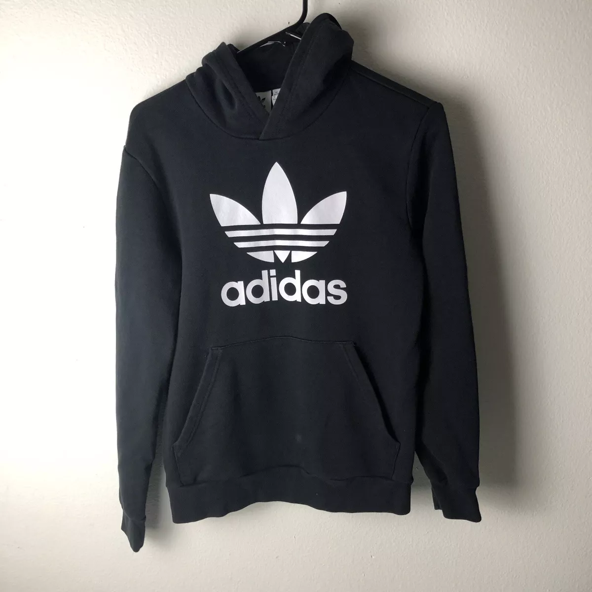 Adidas Original Hoodie Long Sleeve Large eBay Black Logo Youth Pocket Sweatshirt Boys 