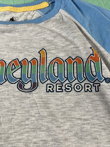 Disney Parks Gray & Blue Disneyland Rainbow 3/4 Sleeve Crewneck Medium - Picture 8 of 12