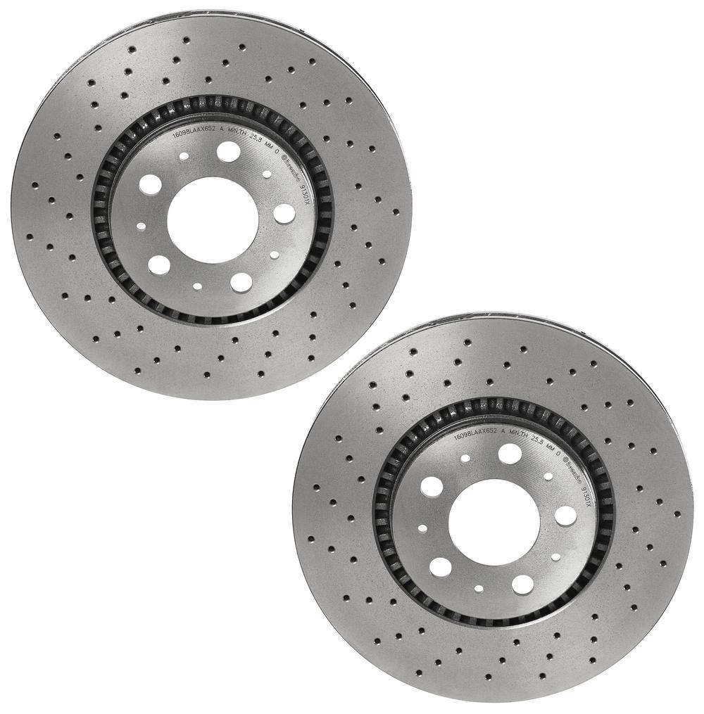 Brembo Xtra Pair Set of Front XDrilled Brake Disc Rotors For Volvo S60