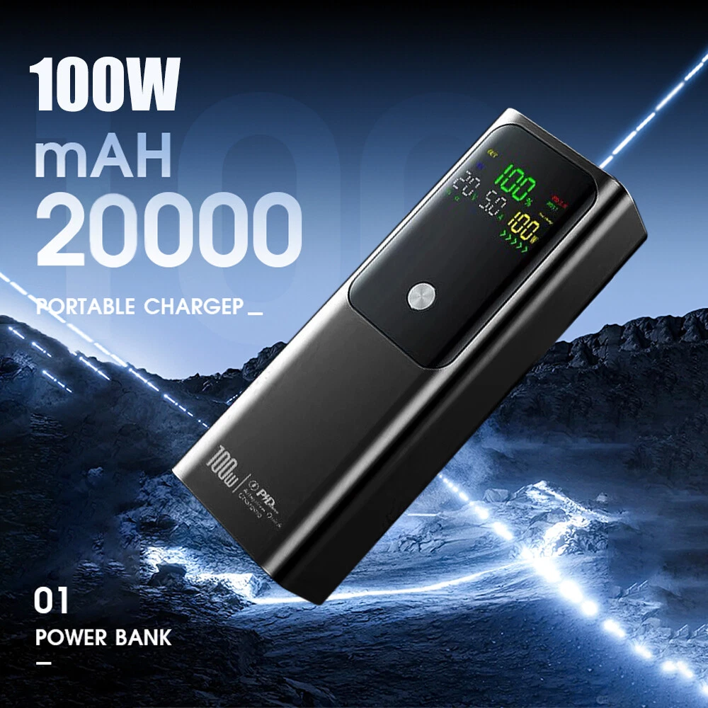 Power Bank 20000mAh 100W Charging Portable External Battery Backup For Phone/lap Power Bank 20000mAh 100W Charging Portable External Battery Backup For Phone/lap