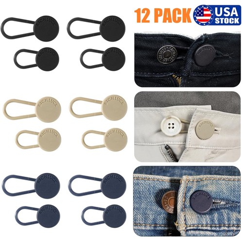 12Pcs Universal Button Extenders Jeans Pants Waist Button Extender Women Men US - Picture 2 of 13