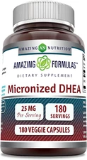 Amazing Formulas Micronized DHEA 25Mg 180 Veggie Capsules Supplement | Non-Gmo |