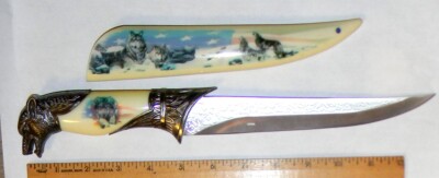 Decorative Wolf Pack 13 1/2'' Fixed Blade Stainless Knife - Preowned - Excel Cond