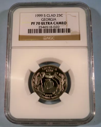 1999-S 25c CLAD NGC PF70UCAM GEORGIA QUARTER PROOF ULTRA CAMEO PR 70 DC