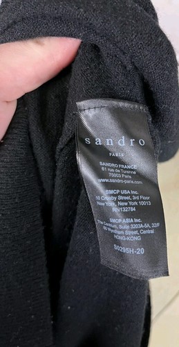 Sandro Womens Size 1 Black Long Sleeve Sweater Grommet Tie Top Wool Cashmere - Picture 4 of 7