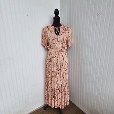Knox Rose Women's Pale Coral Geo Print Flutter Sleeve A-Line Maxi Dress Rayon M