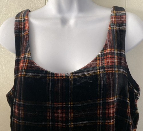 J Crew Sz 10 Stewart Plaid Velvet Tank Top Christmas Holiday EUC - Picture 2 of 7