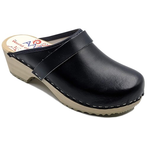 AM-Toffeln Swedish Style Clogs in Navy (100) - Wooden Footbed - Picture 2 of 3