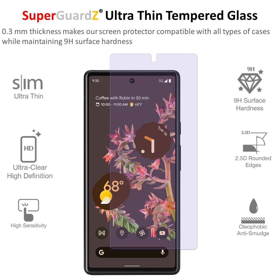 Protector de pantalla de vidrio templado anti luz azul protector para Google Pixel 6 Foto 3 de 4
