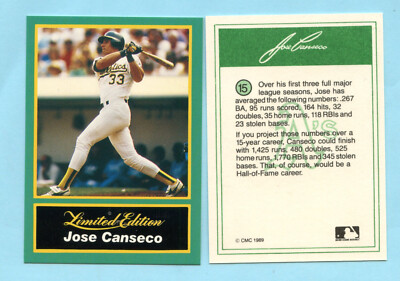 jose canseco limited edition baseball cards 1989 CMC Jose Canseco autographed Baseball Card