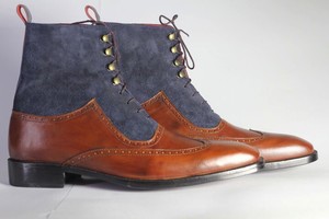 half suede half leather boots