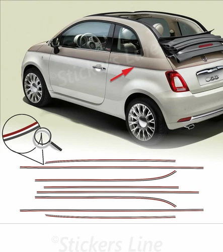 Stickers Fiat 500 sixtieth anniversary adhesive strips 500C 60th 60th