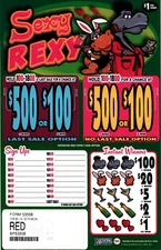 Pull Tab Ticket - Hard Cards - Game -Holder - Sexy Rexy - 1,008 ct