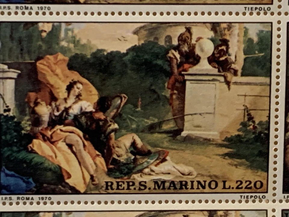 Jangel55: San Marino: Tiepolo: One Full Sheet Of 30 Plus A Half Sheet, Artistic - Image 2 of 4