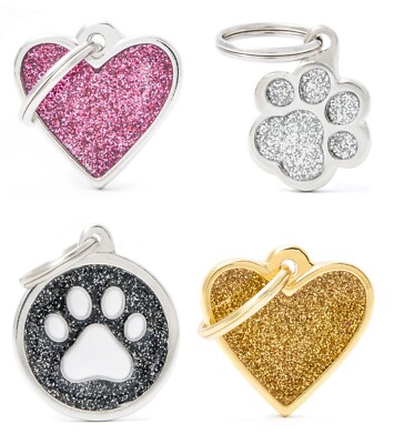 Hundemarke My Family SHINE Glitter Adressanhänger mit Gravur viele Motive