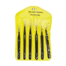 6Pcs Anti-static Tweezers Set Multifunctional Precise Tweezers High Hardness