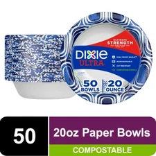 Dixie Ultra Disposable Paper Bowls, 20 oz, Multi-Color, 50 Count