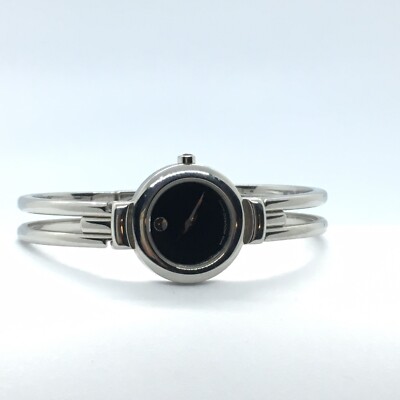 Movado Harmony Stainless Steel Cuff Black Dial Ladies Watch 84 A1 809 A Museum