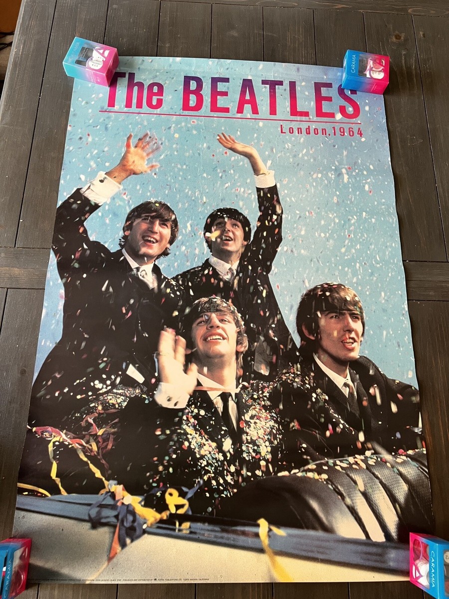 BEATLES in London 1964 confetti parade POSTER, repro 1988