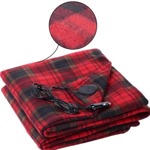 NEW LARGE 12V HEATED CAR VAN TRAVEL ELECTRIC BLANKET COZY WARM FLEECE CUDDLE - Picture 1 of 10