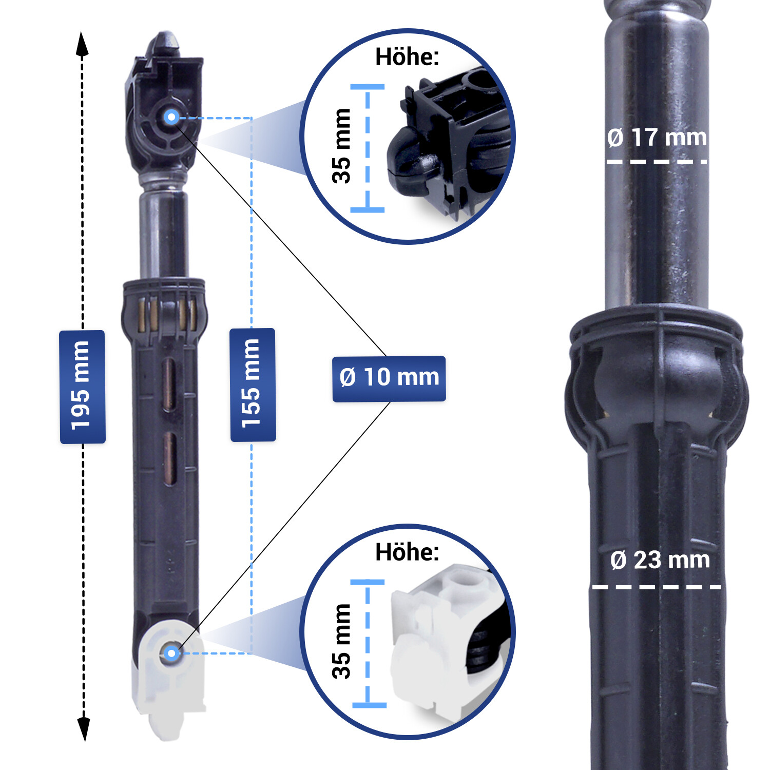LUTH Stoßdämpfer Für Waschmaschine - SUSPA 120N Ersatz Für Bauknecht Whirlpool