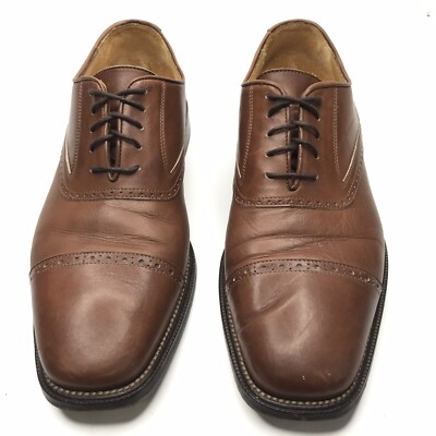 JOHNSTON MURPHY MENS CAP TOE OXFORD DEERSKIN 12M CELLINI ITALIAN Brown SHOE V Johnston Murphy CELLINI Deerskin US 12 Black Brogue Cap Toe  main image 2