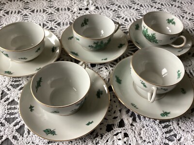 Vintage 5 set Cups and Saucers Fein Bayreuth Sophiental. Made in Germany
