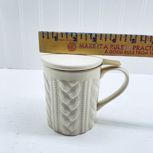 Pinky Up Porcelain Tea Cup Infuser Lid 12 Oz White - Picture 10 of 10