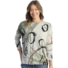 Jess & Jane 3/4 Sleeve French Brushed Knit Tunic - Pearls NWT