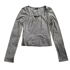 DAZY Cropped Long Sleeve Top in Gray, Size M