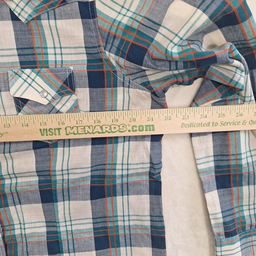 Wrangler Retro Women's Western Shirt Size L Pearl Snap Button Blue Green Plaid - Picture 5 of 12