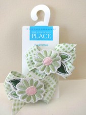 CHILDREN'S PLACE GIRLS HAIR BARETTES CLIP ALLIGATOR BOW PINK GREEN SUMMER NEW