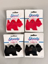 Goody Fashion Hair Clips Dog Scottish Terrier Scottie Black Red Lot of 4 Vtg 90s