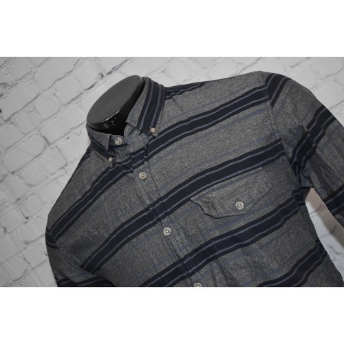 J Crew Oxford Work Dress Shirt Mens Size Medium Gray Striped Button Up - Picture 2 of 5